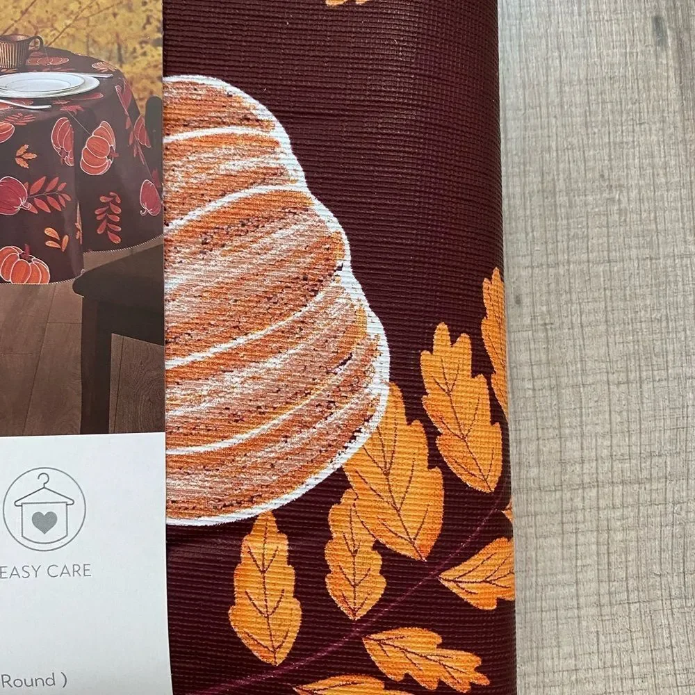 Kirkton House Vinyl 70” Round Tablecloth with Autumn Design
